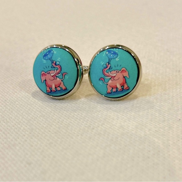 Never worn, Bird Dog Bay pink elephant champagne cufflinks 100% silk Ky Derby - Picture 4 of 4